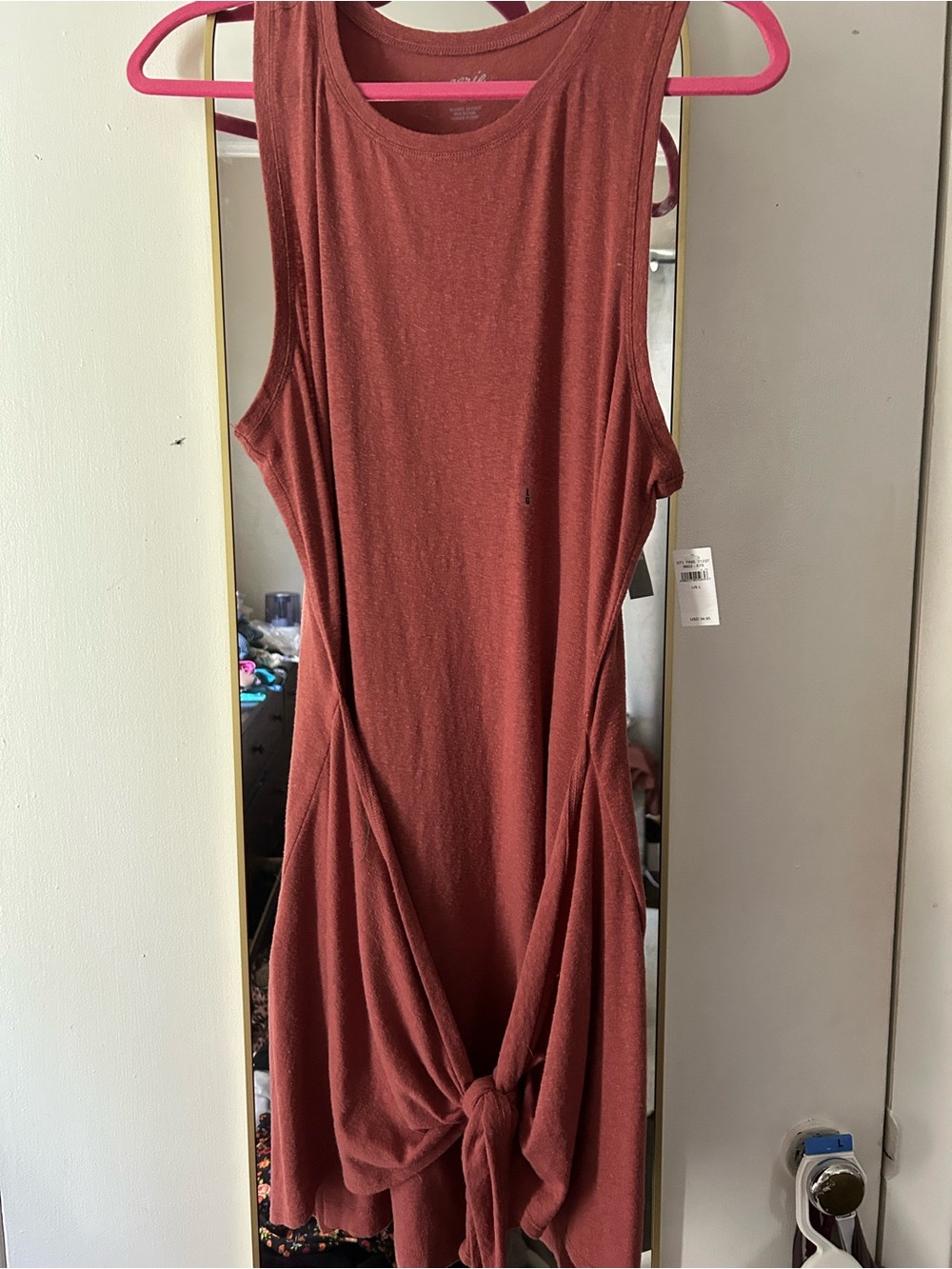 NWT! aerie Rust Knot-Front Sleeveless Midi Dress